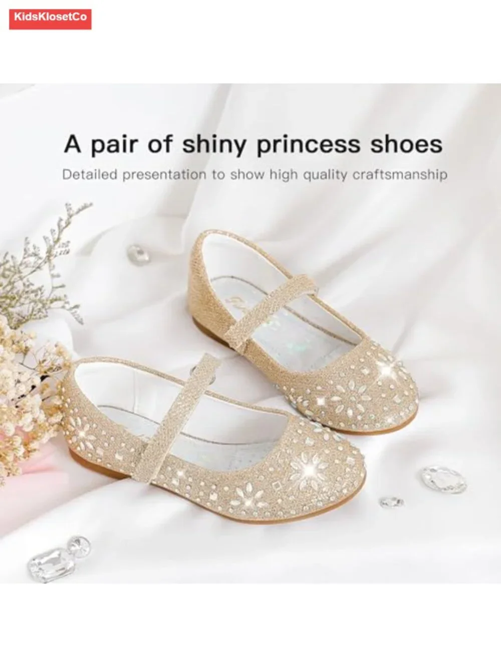 Girls Mary Jane Flats Glitter Princess Ballet Shoes Wedding Party